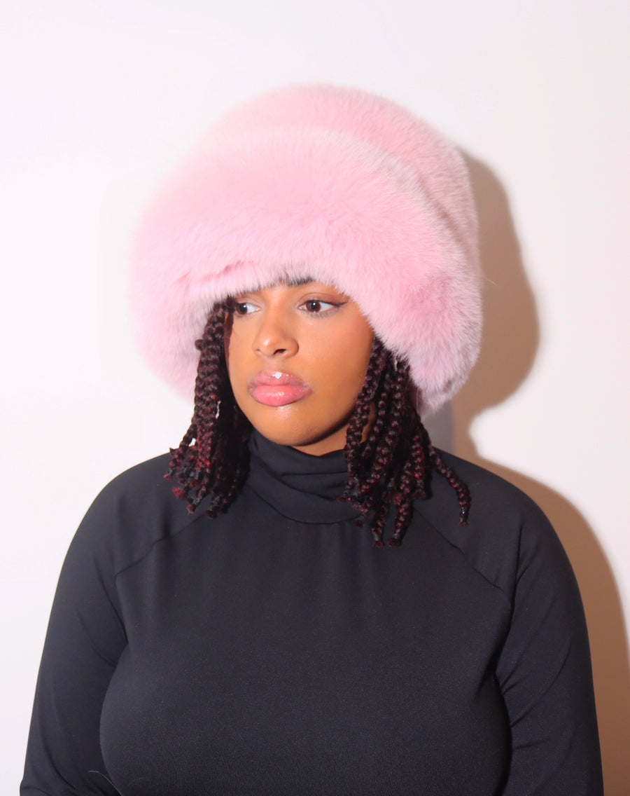 Majoy Pink Dyed All Fur Hat